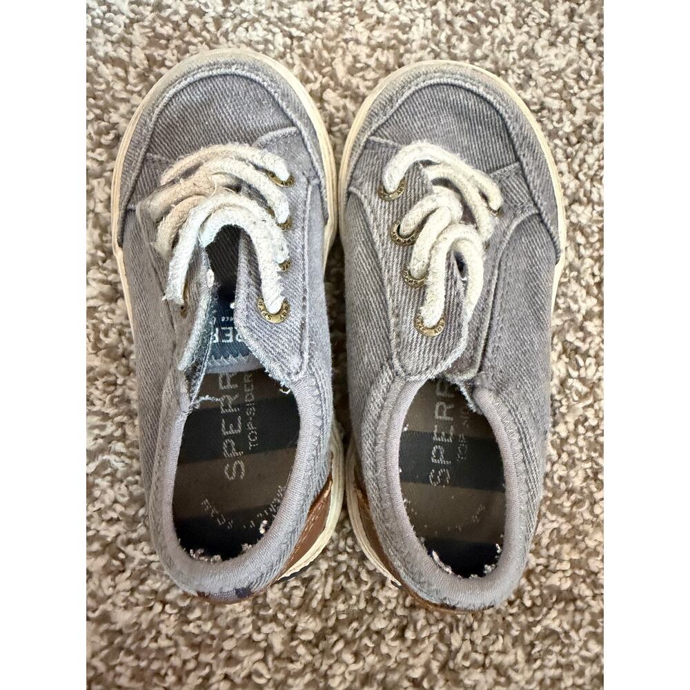 Kids Sperry Top-Sider Grey Sneakers - Size 7 M - Youth Boat Shoes